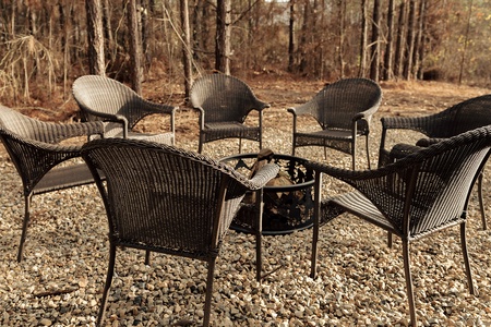 Wood burning fire pit with firewood provided