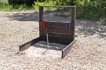Challenge friends and family to a friendly game of horseshoes