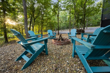 Fire pit with Adirondack chairs