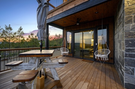 Unique seating and dining options allow for ample outdoor entertainment