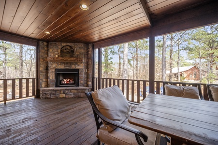 Seasonal outdoor fireplace