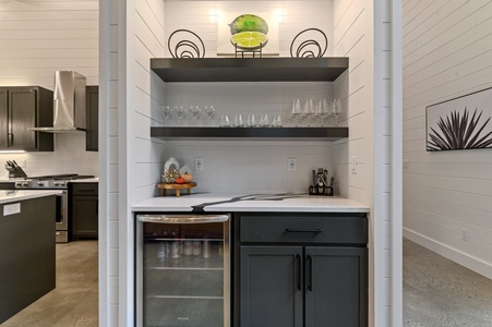 Beverage station with wine refrigerator