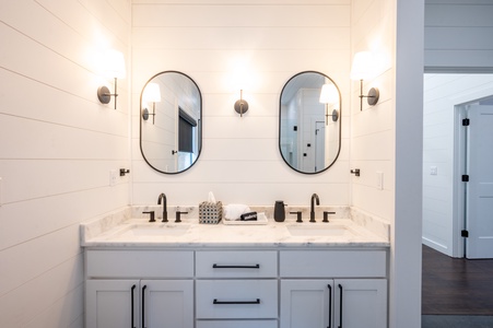 Double vanity provides plenty of space to prep for the day
