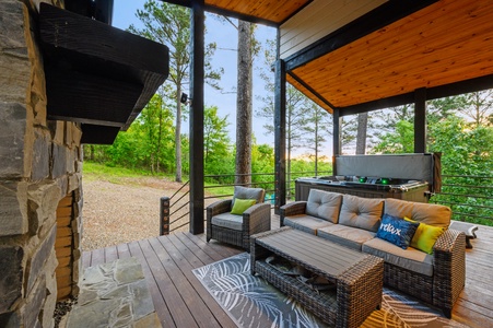 Enjoy partial mountain views from the back deck