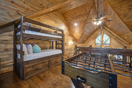 Upstairs bunk/game room loft (sleeps 5)