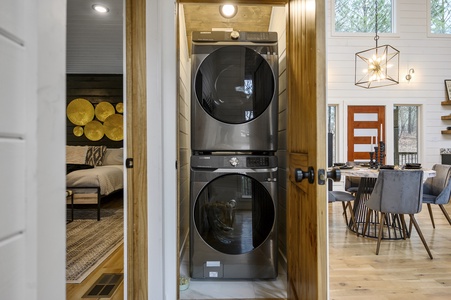 Full-size washer and dryer available in the laundry closet