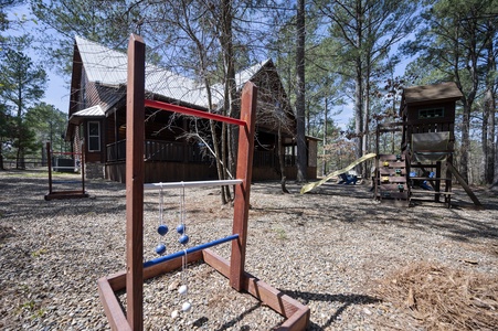 Selection of outdoor games including ladder ball and horseshoes