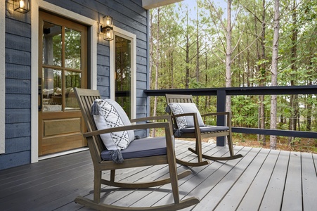 Relax on the front porch rocking chairs while sipping morning coffee