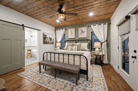 Enjoy a restful night's sleep in this farmhouse bedroom