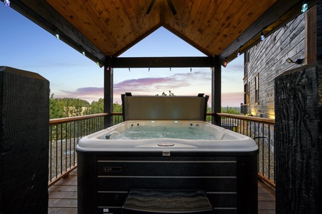 Enjoy the peaceful mountain views while taking a soak in the hot tub