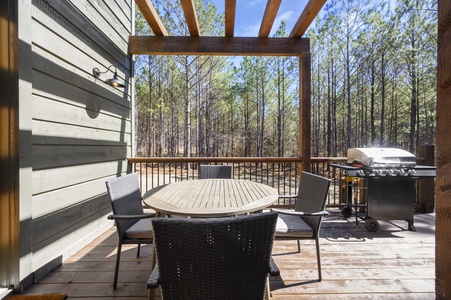 Take in the woods on the deck while you look for deer