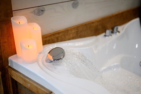 The jetted tub is perfect for relaxing