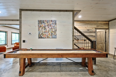 Shuffleboard in the downstairs game room