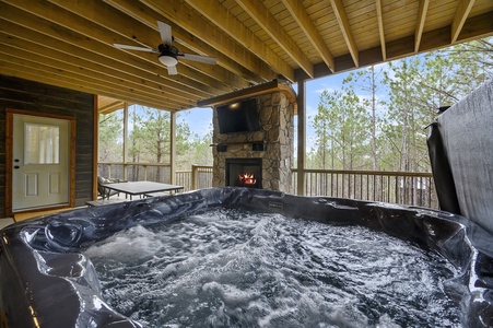 Take a relaxing soak in the hot tub on the lower deck