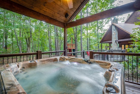 Take a relaxing soak in the hot tub while the kids play nearby