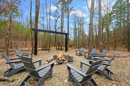 Enjoy roasting marshmallows over the fire while listening to the trickling creek
