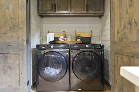 Laundry closet available with full-size washer and dryer