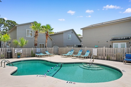 The pool area is shared by the community and offers a refreshing escape from the hot summer days!
