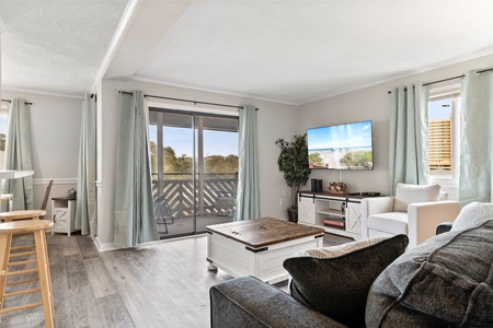 Living room with large smart TV