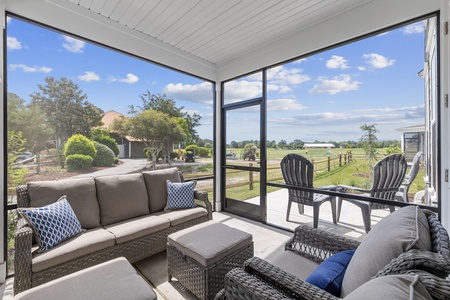 Enjoy views of the Driving Range from the Back Patio