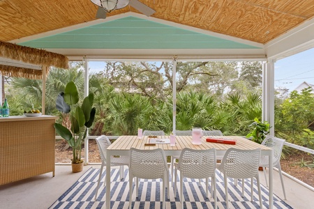 Spend afternoons exploring St. Augustine, and enjoy dinner on the screened-in back patio.