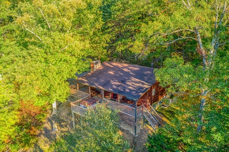 overhead drone view at apple view a 2 bedroom cabin rental located in pigeon forge