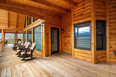 Covered deck at Four Seasons Grand, a 5 bedroom cabin rental located in Pigeon Forge