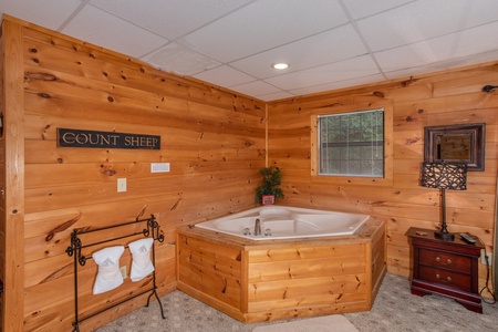 Jacuzzi tub at A View for You, a 1 bedroom cabin rental located in Pigeon Forge