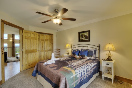 Bedroom with Nightstands and Lamps at The Best View Lodge, a 5 bedroom cabin rental located in gatlinburg