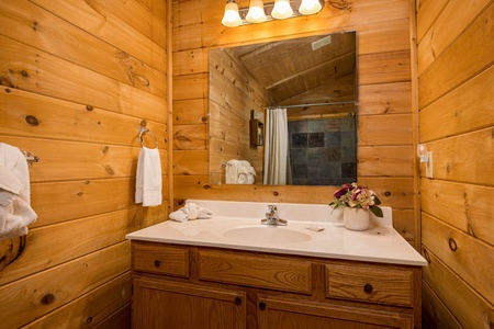 Second bathroom at Bearstone Cabin, a 1 bedroom cabin rental located in Gatlinburg