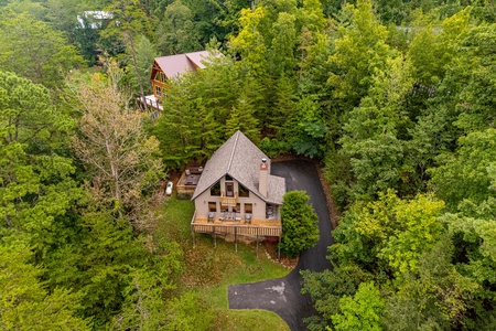 Ariel exterior view at Cabin On The Hill, a 1 bedroom cabin rental located in Pigeon Forge