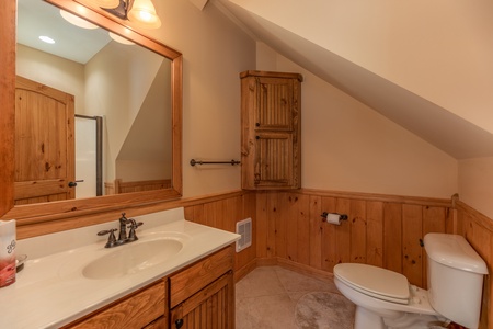 Bathroom at Mountain Lake Getaway, a 3 bedroom cabin rental located at Douglas Lake