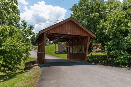 Covered bridge in the resort at Momma Bear, a 2 bedroom cabin rental located in Pigeon Forge