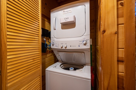 Washer and dryer at Gone To Therapy, a 2 bedroom cabin rental located in Gatlinburg