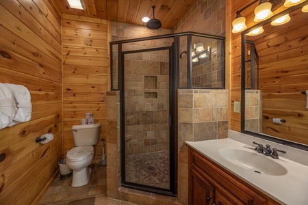 Bathroom with a shower at God's Country, a 4 bedroom cabin rental located in Pigeon Forge