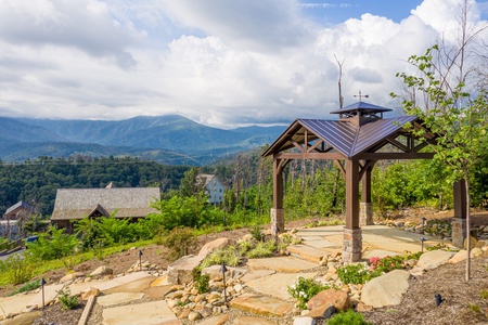 Pavilion and zen garden at Mountain Celebration, a 4 bedroom cabin rental located in Gatlinburg