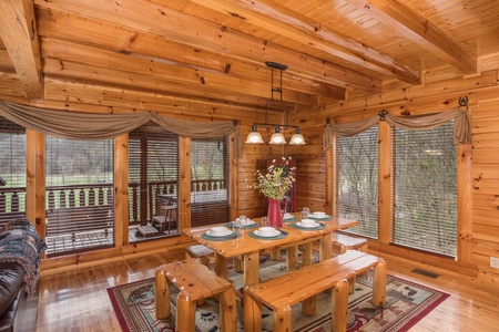 Dining table for six at Mountain View Meadows, a 3 bedroom cabin rental located in Pigeon Forge