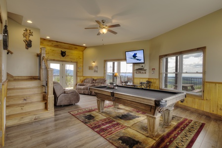 Pool table at The Best View Lodge, a 5 bedroom cabin rental located in gatlinburg