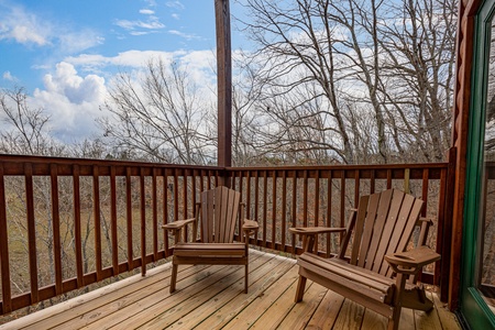 Deck seating at Mountain Pool & Paradise, a 3 bedroom cabin rental located in Pigeon Forge