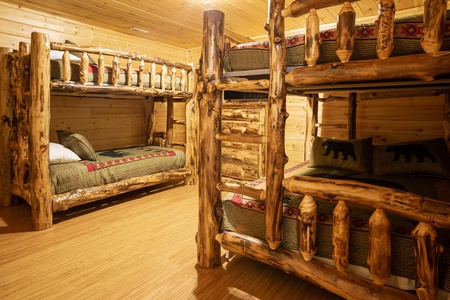 Log Bunk beds at 3 Crazy Cubs, a 5 bedroom cabin rental located in pigeon forge