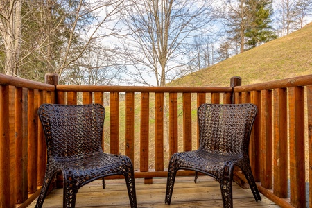 Wicker Chairs on Deck at Poolhouse Lodge