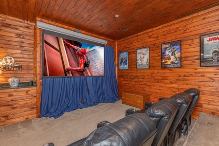 Theater screen at Sky View, A 4 bedroom cabin rental in Pigeon Forge