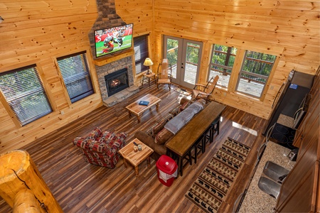 Interior View From Above at Make A Splash, a 2 bedroom cabin rental located in gatlinburg