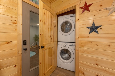 Laundry room at Poolin Around, a 2 bedroom cabin rental located in Gatlinburg