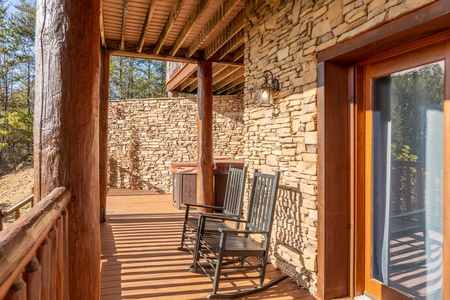 Rocking chairs at Grizzly's Den, a 5 bedroom cabin rental located in Gatlinburg