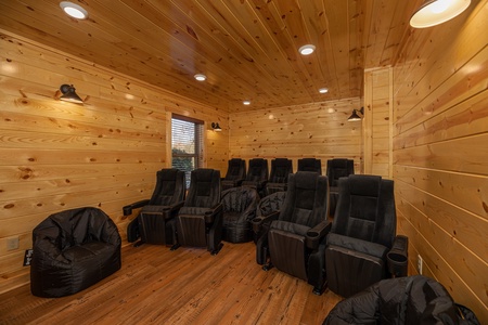 Home theater at Pinot Splash, a 4 bedroom cabin rental located in Gatlinburg