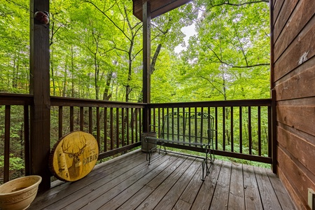 Deck bench at Lazy Bear Lodge