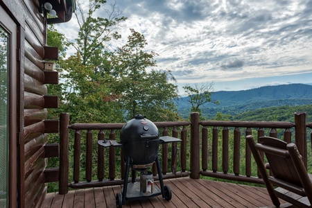 Grill on the deck at Majestic Views, a 3 bedroom cabin rental located in Pigeon Forge
