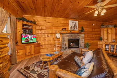 Fireplace at Mountain Magic, a 1 bedroom cabin rental located in Pigeon Forge