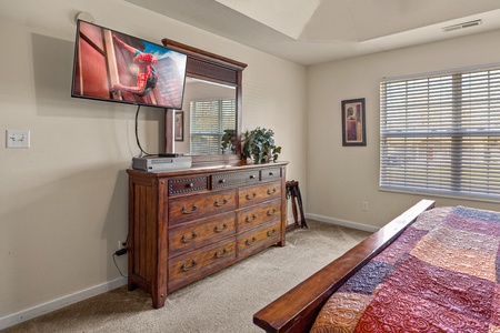 King bedroom amenities at A Pigeon Forge Retreat, a 2 bedroom cabin rental located in Pigeon Forge
